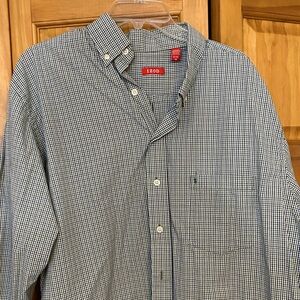 Izod Men's Blue, Green and White check XL Shirt